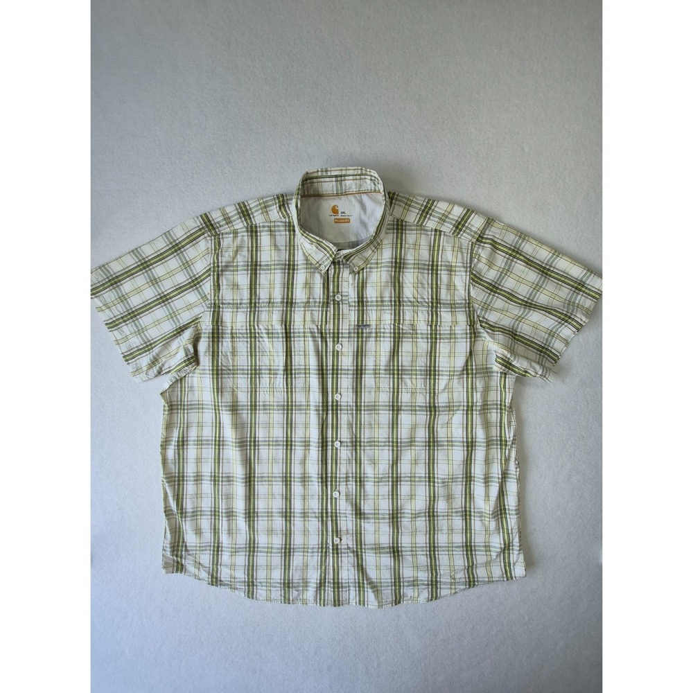 Carhartt Force Plaid Button Front Shirt Mens 3XL Relaxed Fit Short Sleeve Work